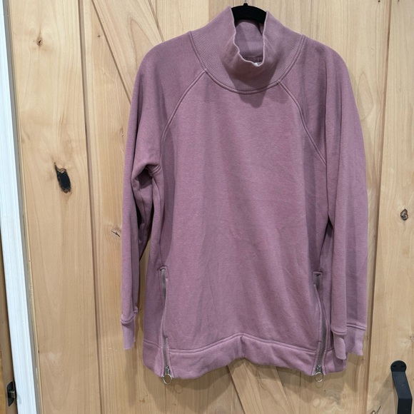 Athleta COZY KARMA SIDE ZIP FUNNEL NECK Pullover Dogwood Pink Size Medium MT - Picture 13 of 16